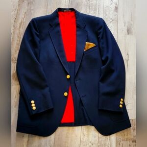 44R Men's Vintage Shefford by Anderson Little Blazer Dark Navy Blue Gold Button